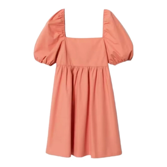 Mango [10]  Puffed Sleeves Cotton Dress - Picture 6 of 7